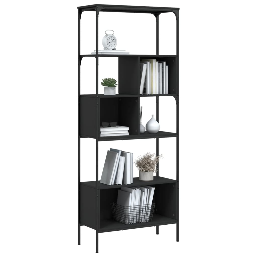Bookcase 5 Shelves Black 76x33x188.5 cm Wood Material