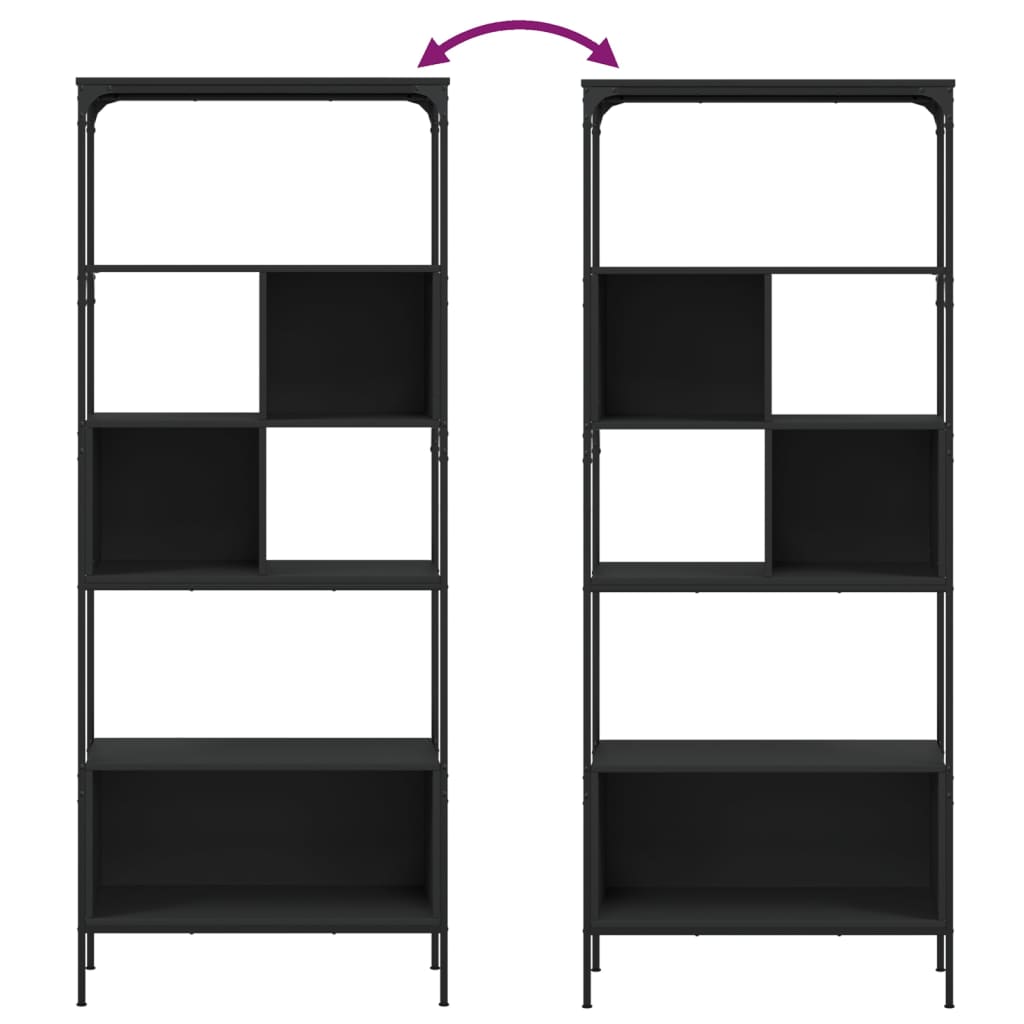 Bookcase 5 Shelves Black 76x33x188.5 cm Wood Material