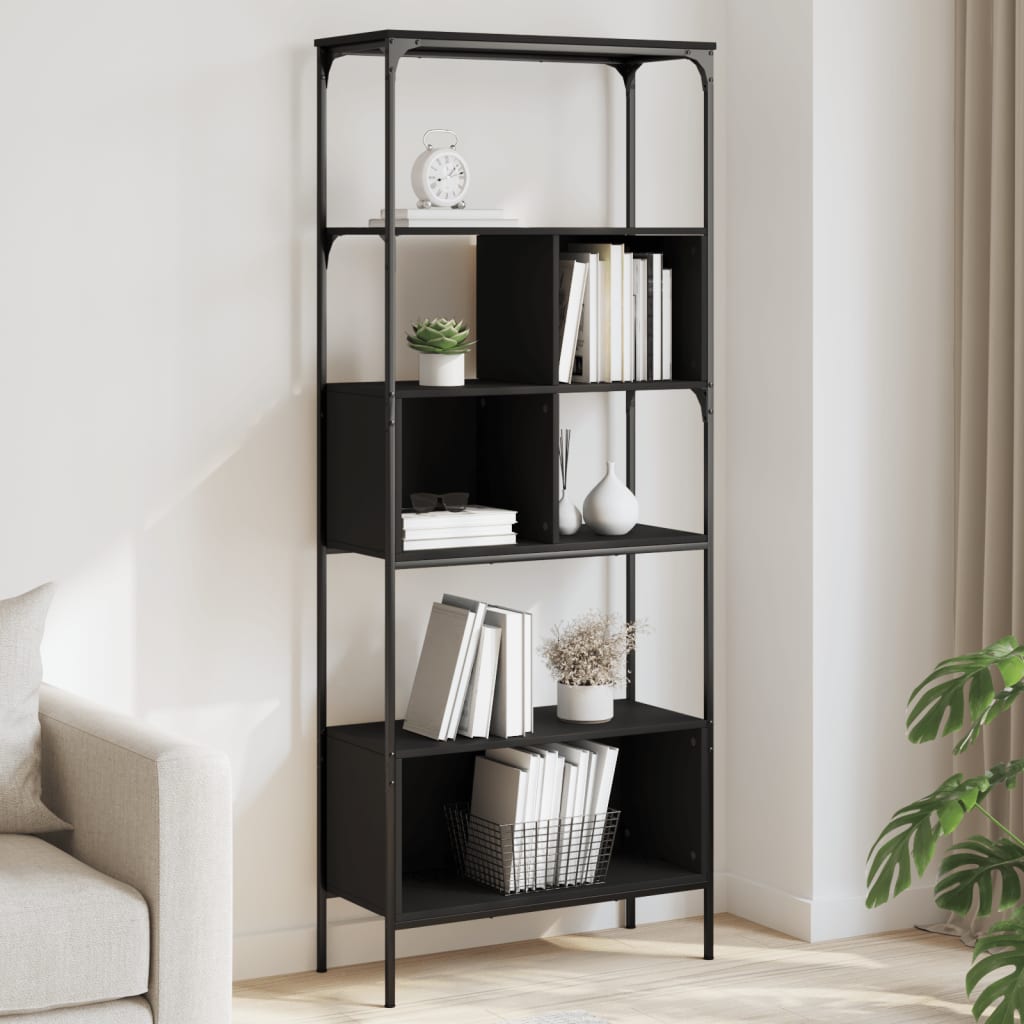 Bookcase 5 Shelves Black 76x33x188.5 cm Wood Material