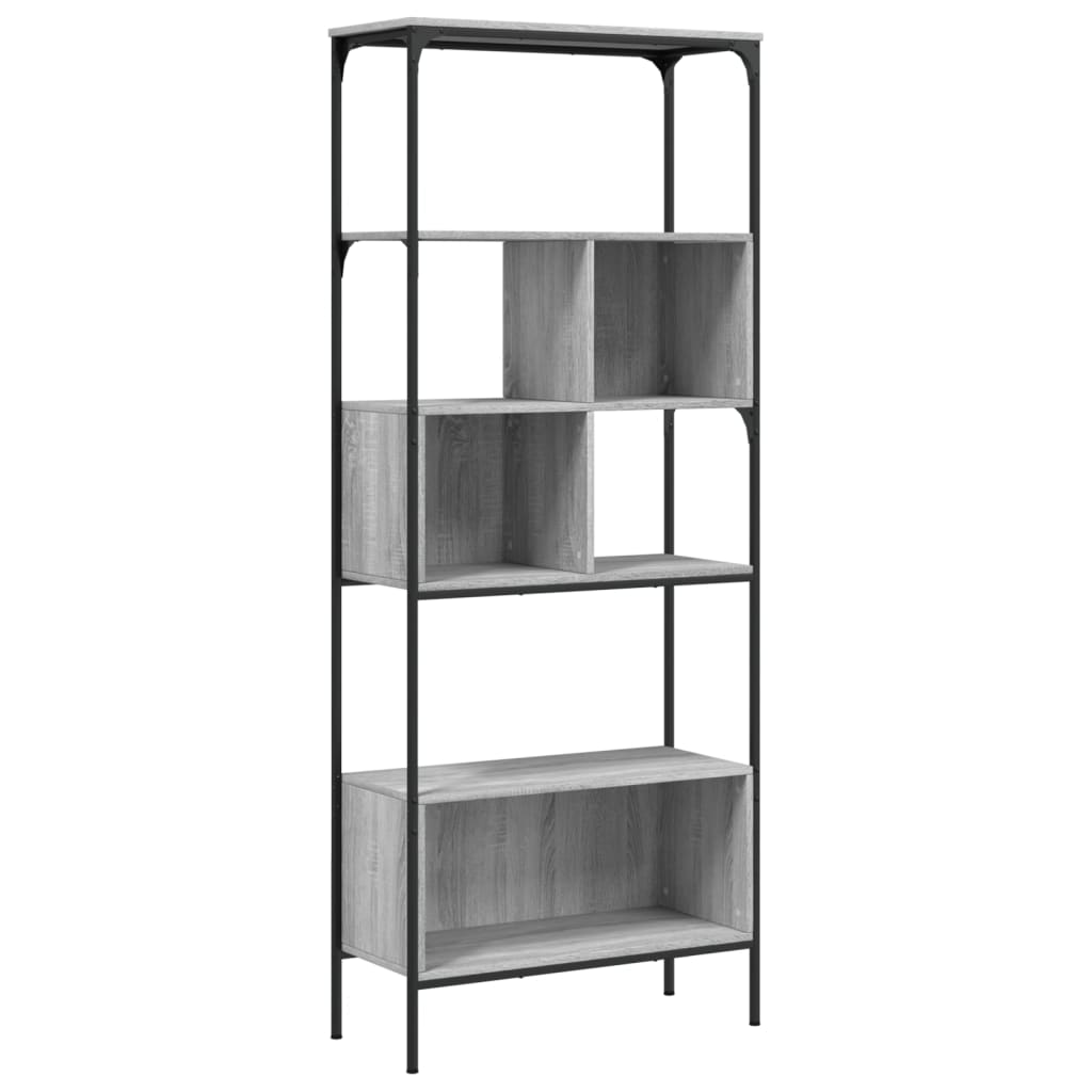Bibliothèque 5 étagères Sonoma gris 76x33x188,5 cm matériau bois