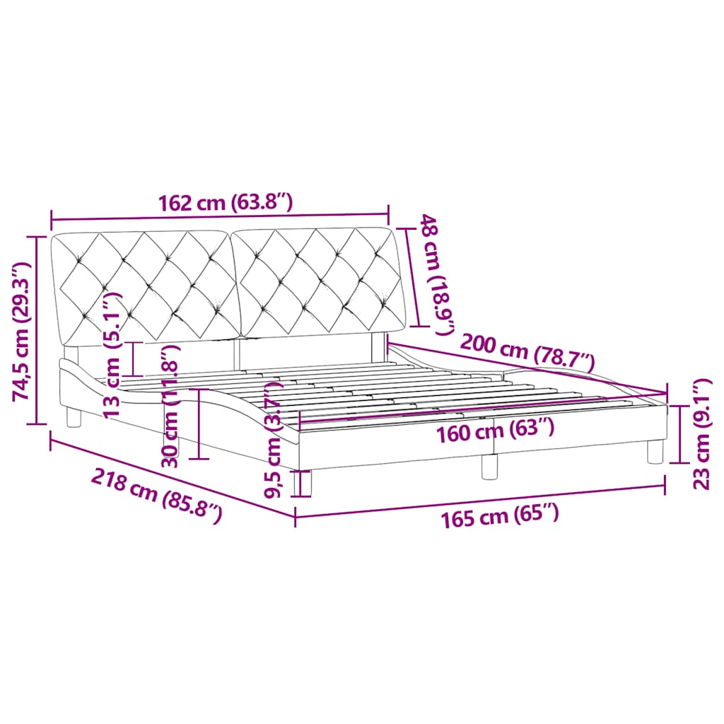 Bettgestell ohne Matratze Hellgrau 160x200 cm Samt
