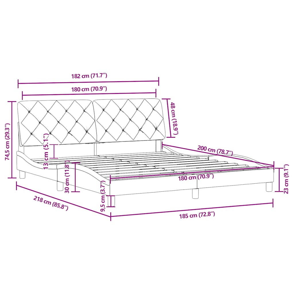 Bettgestell ohne Matratze Hellgrau 180x200 cm Samt