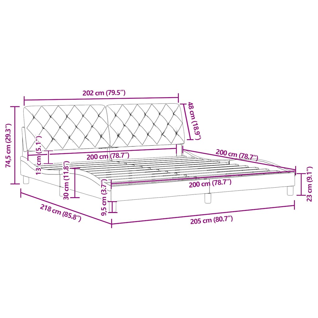 Bettgestell ohne Matratze Dunkelgrün 200x200 cm Samt