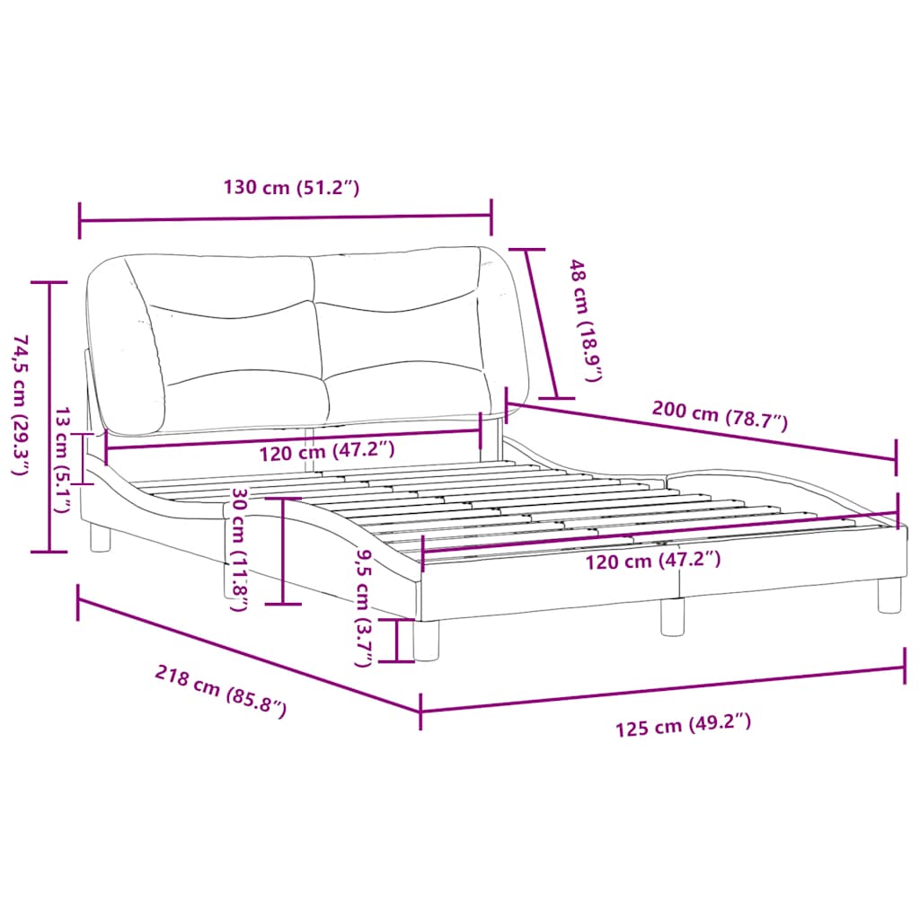 Bettgestell ohne Matratze "Hvar" Weiß und Schwarz 120x200 cm