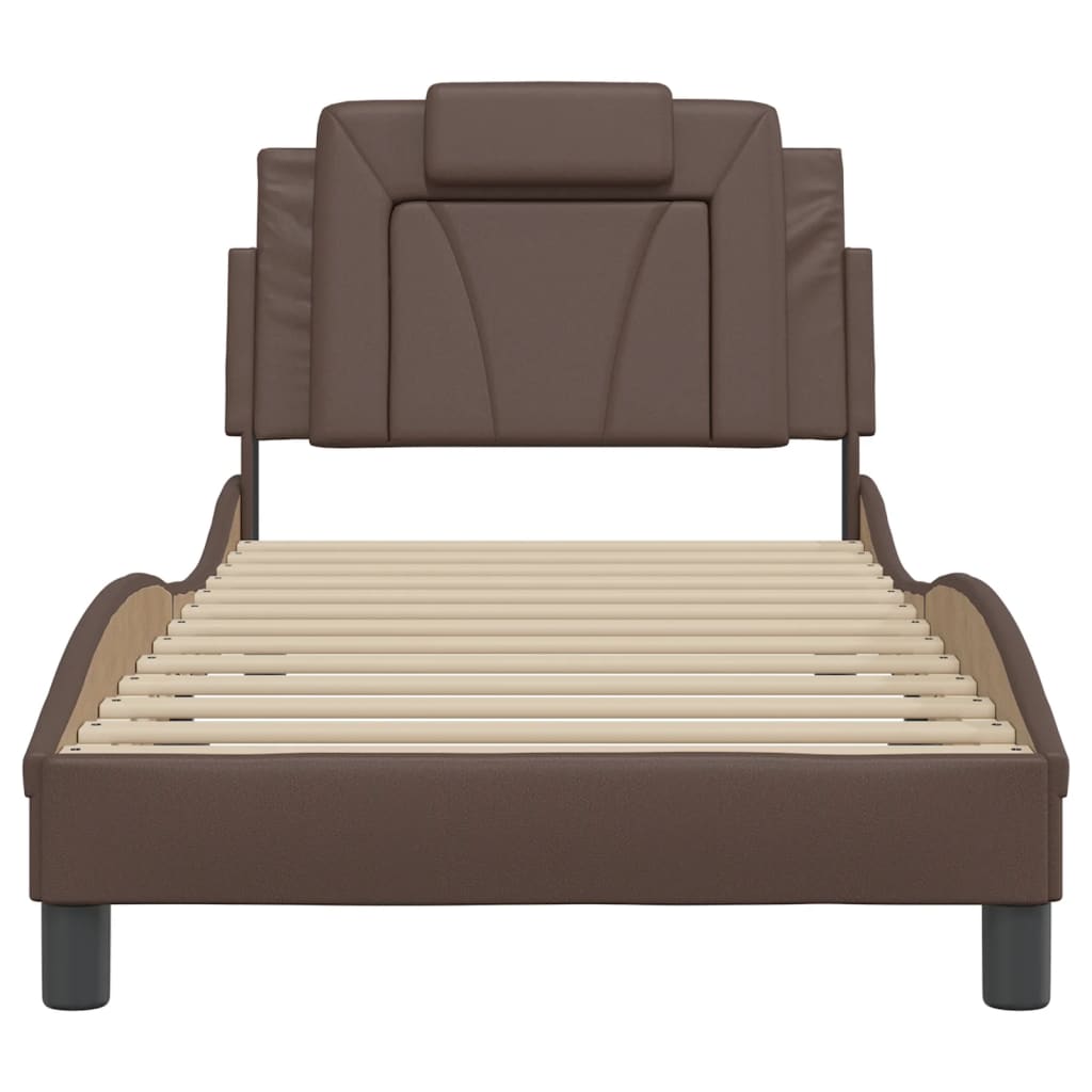 Bed frame with headboard brown 80x200 cm artificial leather