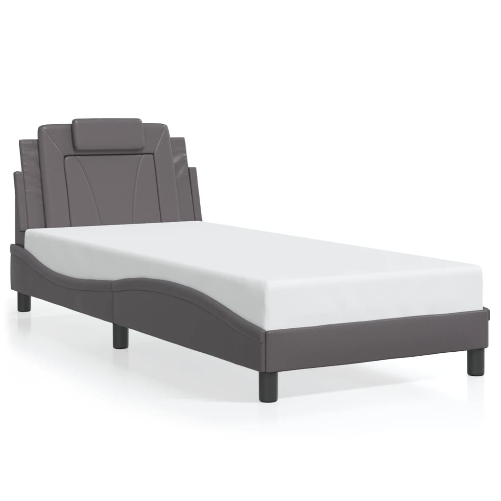 Bettgestell "Viana" ohne Matratze Grau 80x200 cm Kunstleder