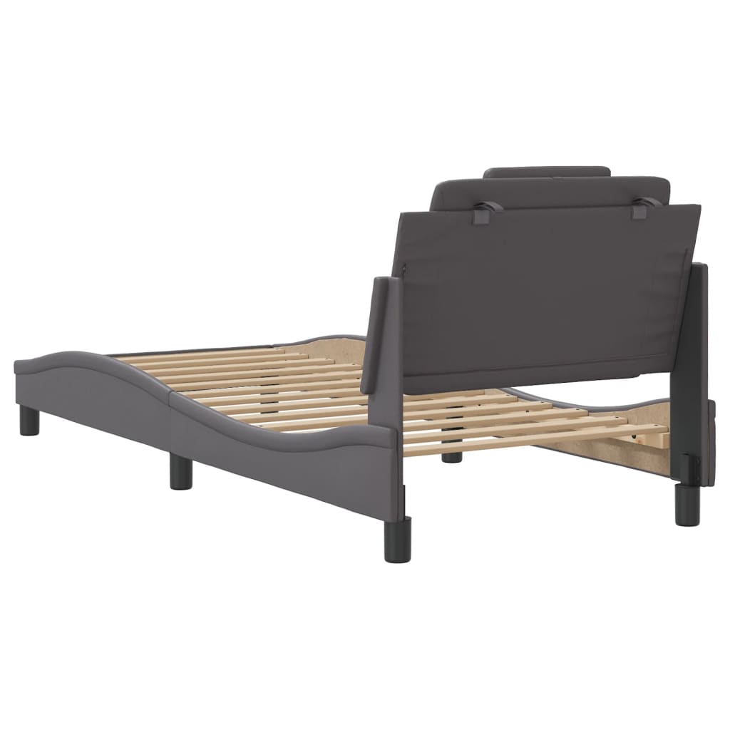 Bettgestell "Viana" ohne Matratze Grau 80x200 cm Kunstleder