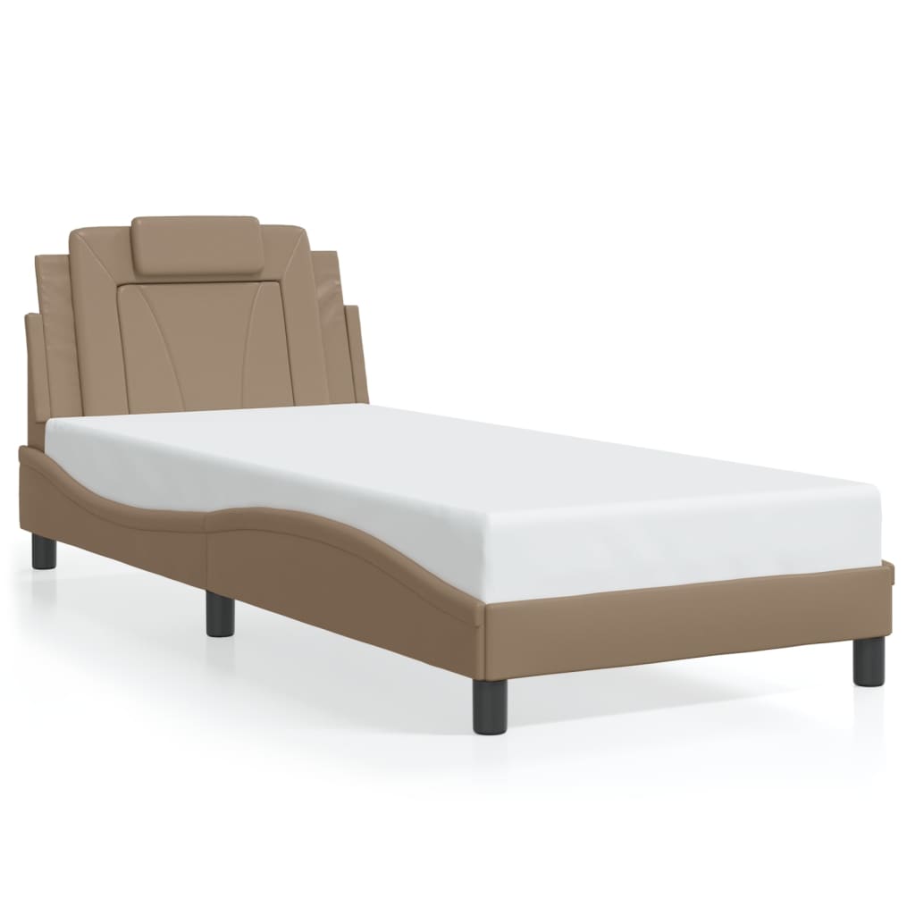Bed frame with headboard cappuccino brown 80x200 cm artificial leather