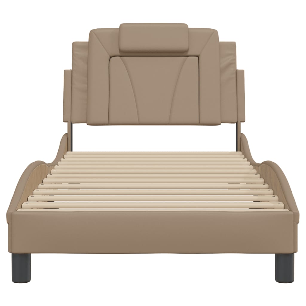 Bed frame with headboard cappuccino brown 80x200 cm artificial leather