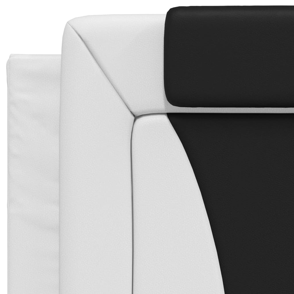 Bed frame with headboard white and black 80x200 cm artificial leather