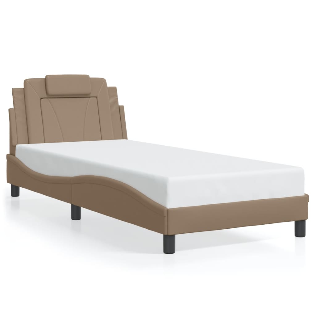Bed frame with headboard cappuccino brown 90x190 cm artificial leather