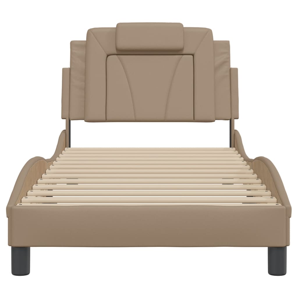 Bed frame with headboard cappuccino brown 90x190 cm artificial leather