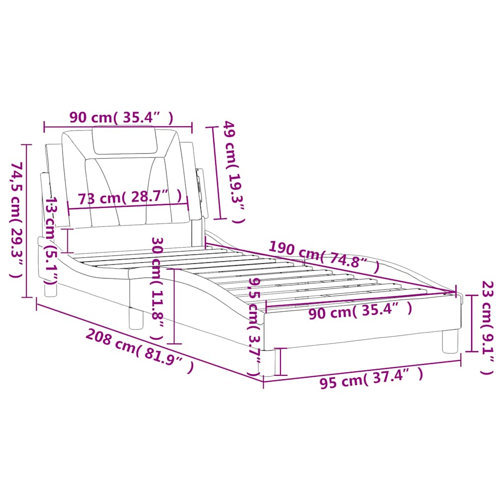 Bettgestell "Viana" ohne Matratze Weiß und Schwarz 90x190 cm