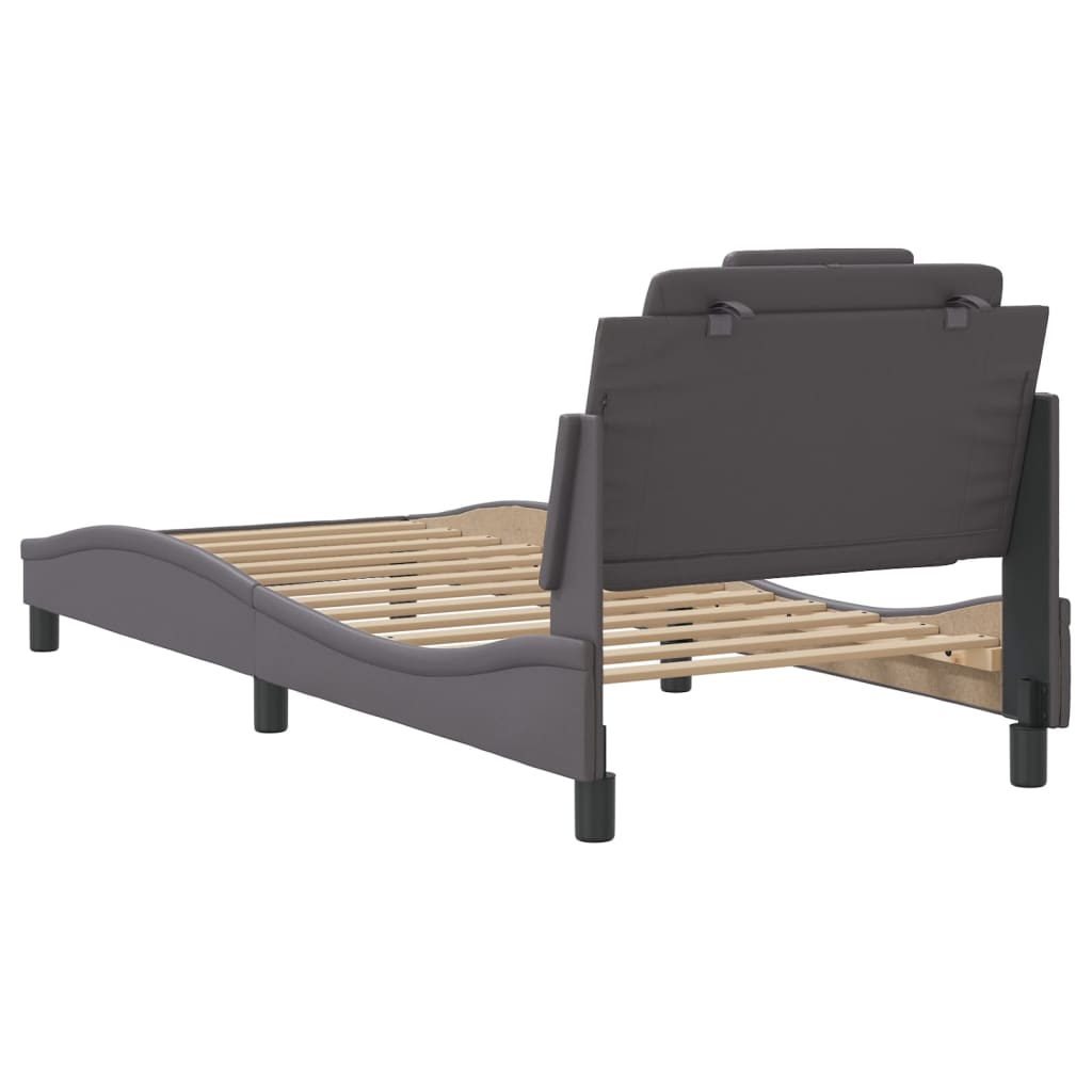 Bettgestell "Viana" ohne Matratze Grau 90x200 cm Kunstleder