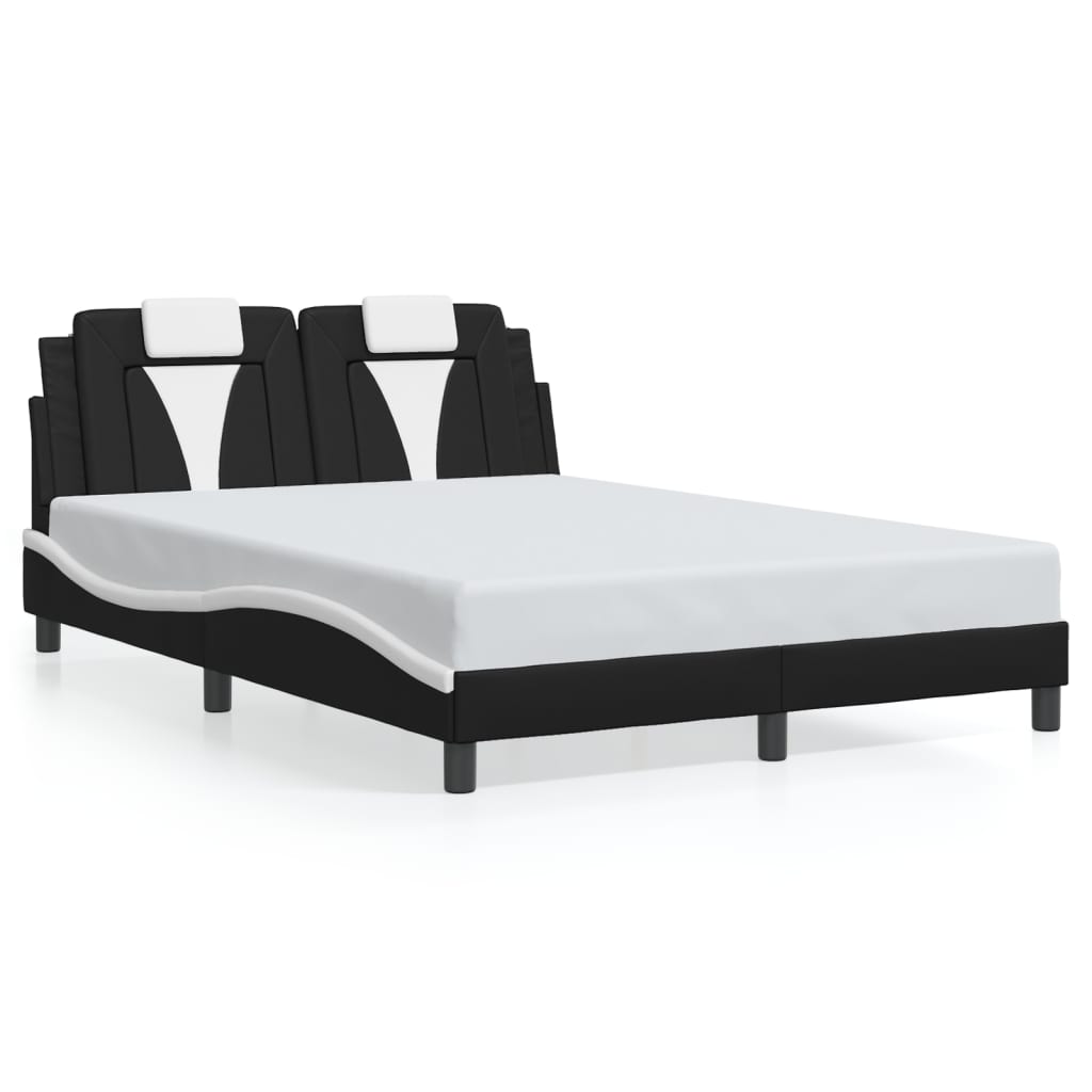 Bettgestell "Viana" ohne Matratze Schwarz und Weiß 140x190 cm Kunstleder