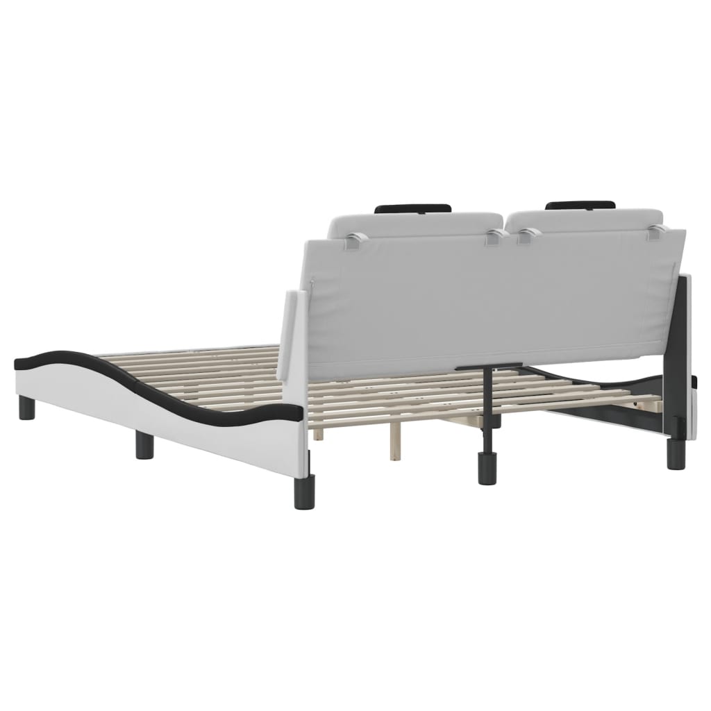 Bettgestell "Viana" ohne Matratze Weiß und Schwarz 140x190 cm Kunstleder