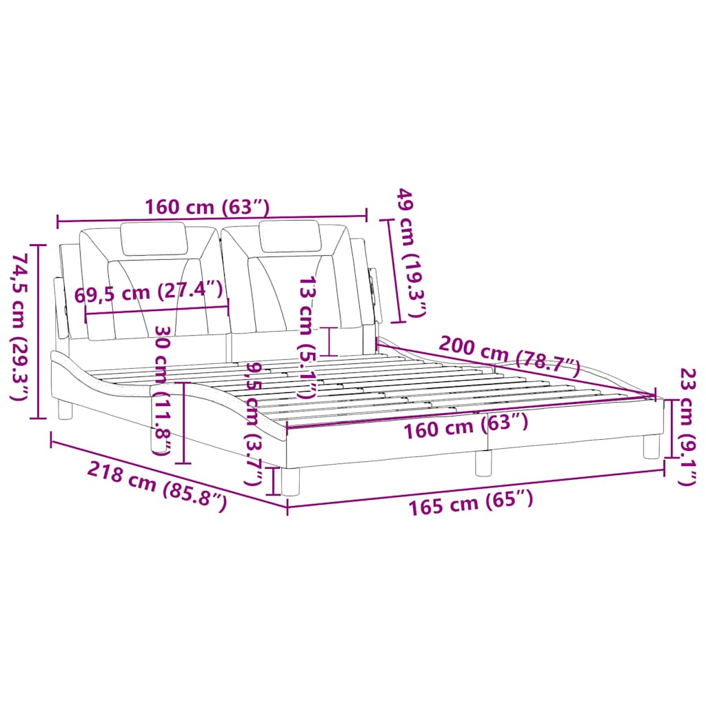 Bettgestell "Viana" ohne Matratze Schwarz und Weiß 160x200 cm
