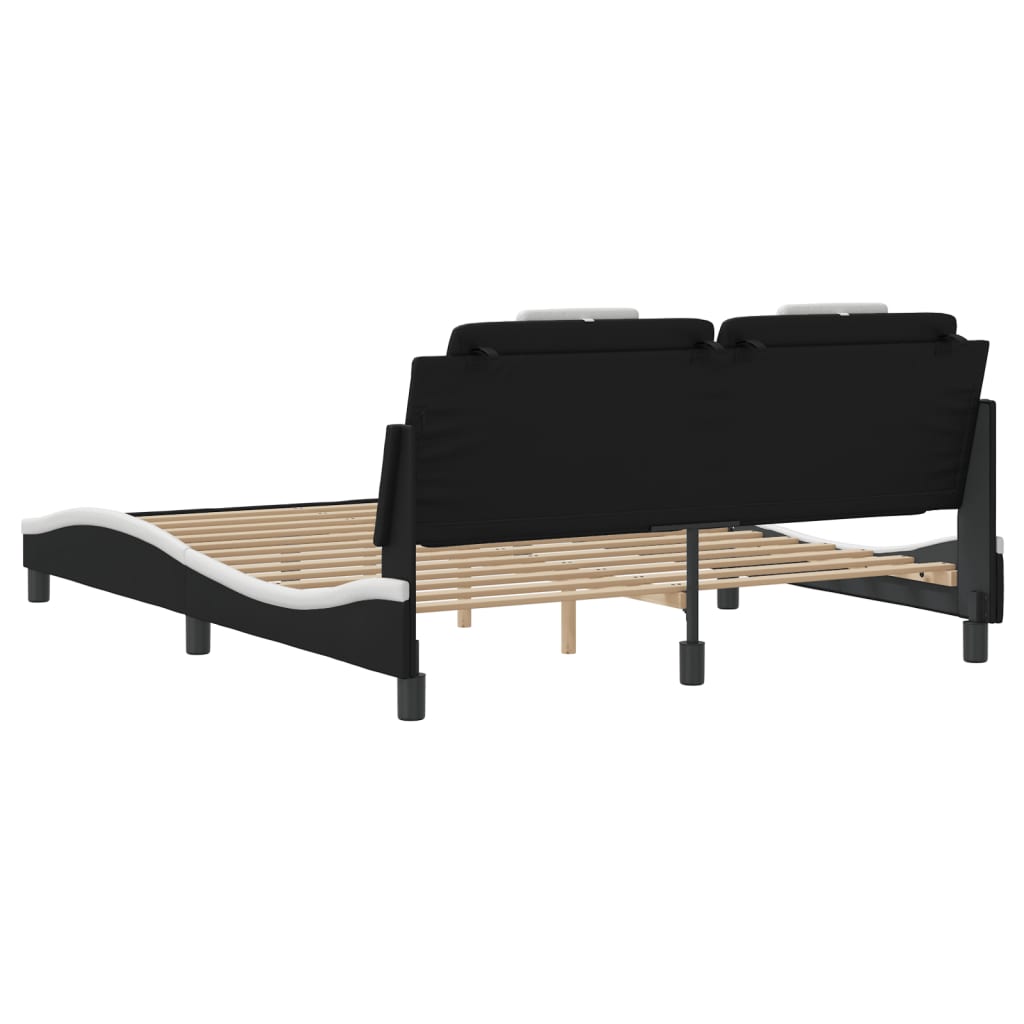 Bettgestell "Viana" ohne Matratze Schwarz und Weiß 160x200 cm Kunstleder