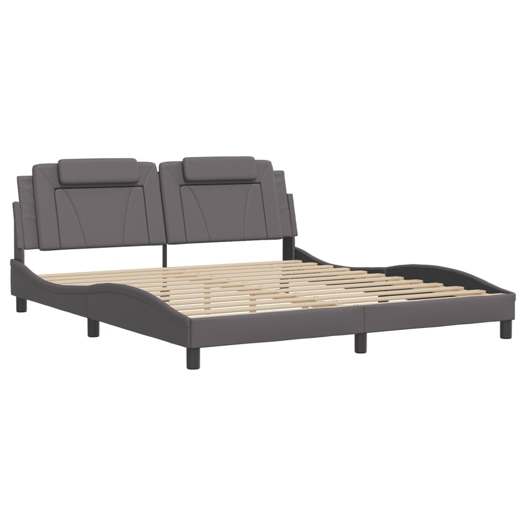 Bed frame with headboard gray 180x200 cm artificial leather