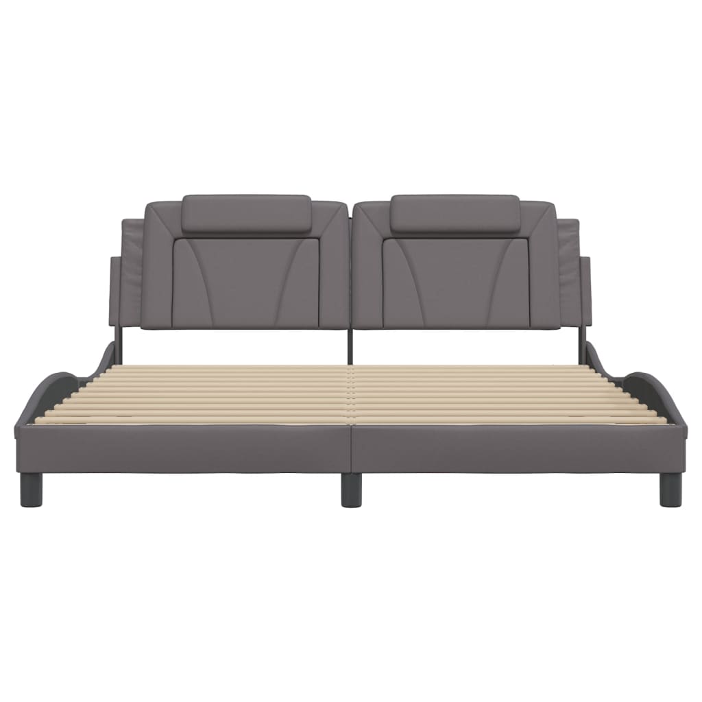 Bed frame with headboard gray 180x200 cm artificial leather
