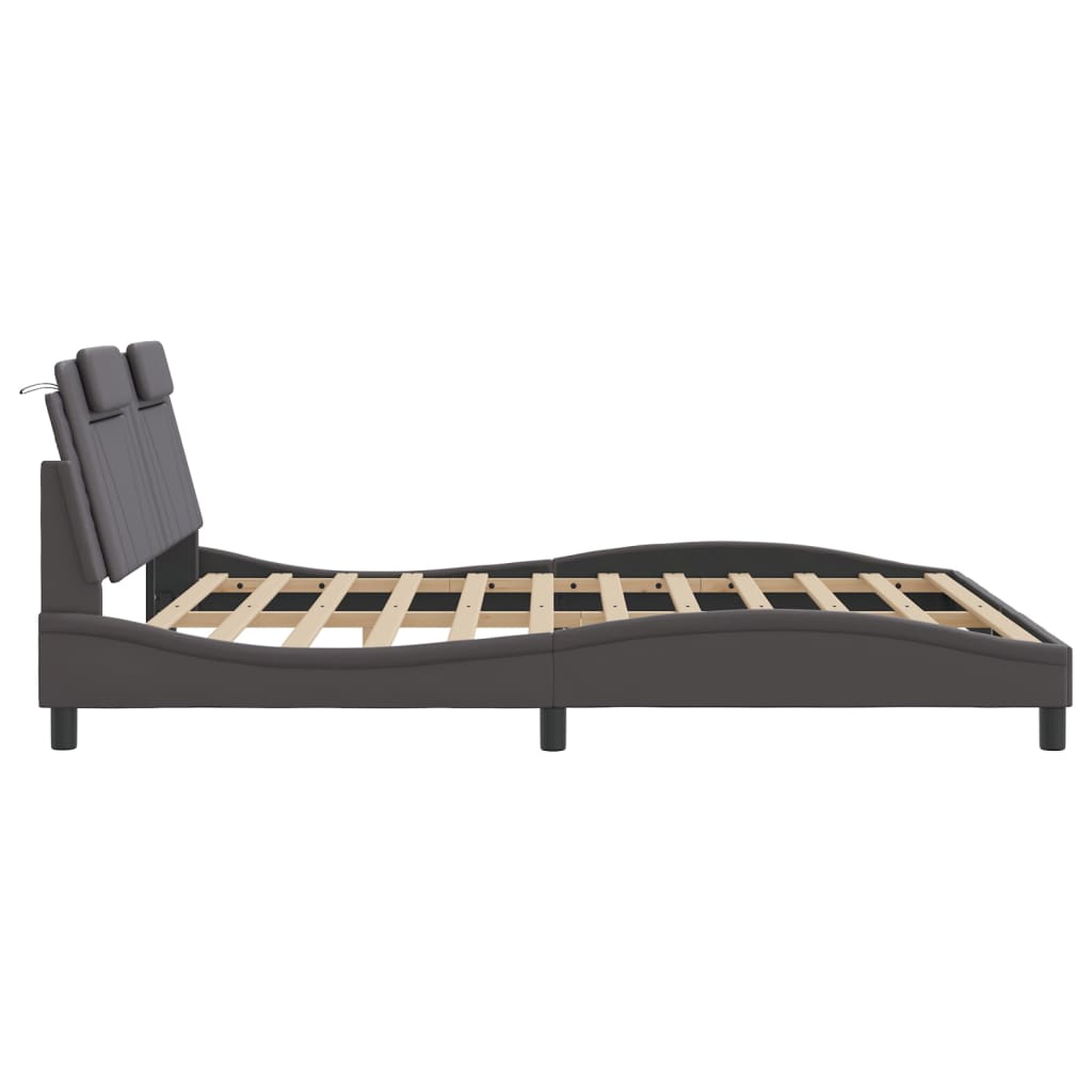 Bed frame with headboard gray 180x200 cm artificial leather