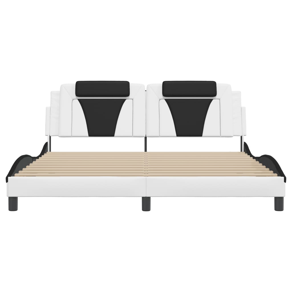 Bed frame with headboard white and black 180x200 cm artificial leather