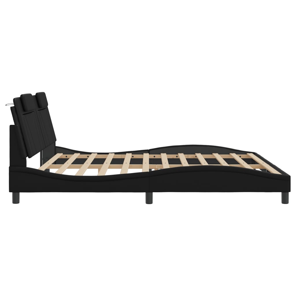 Bettgestell "Viana" ohne Matratze Schwarz 200x200 cm Kunstleder