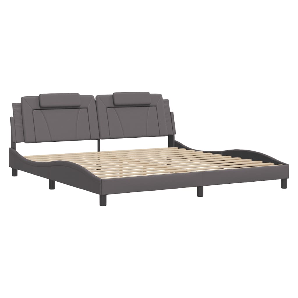 Bettgestell "Viana" ohne Matratze Grau 200x200 cm Kunstleder