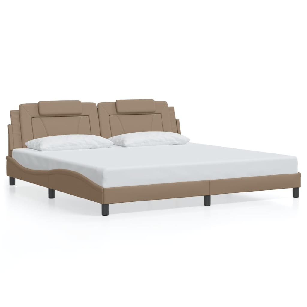 Bettgestell "Viana" ohne Matratze Cappuccino-Braun 200x200 cm Kunstleder