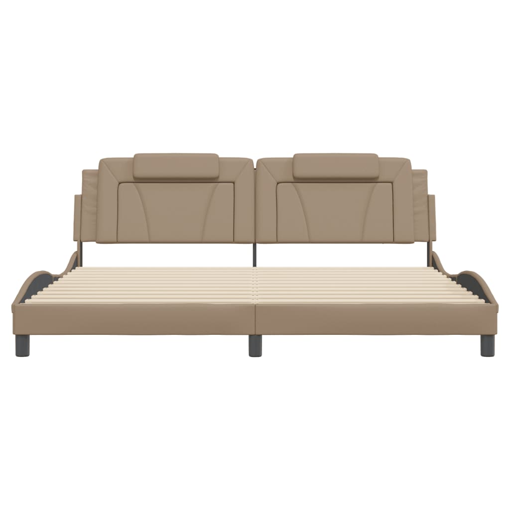 Bettgestell "Viana" ohne Matratze Cappuccino-Braun 200x200 cm Kunstleder