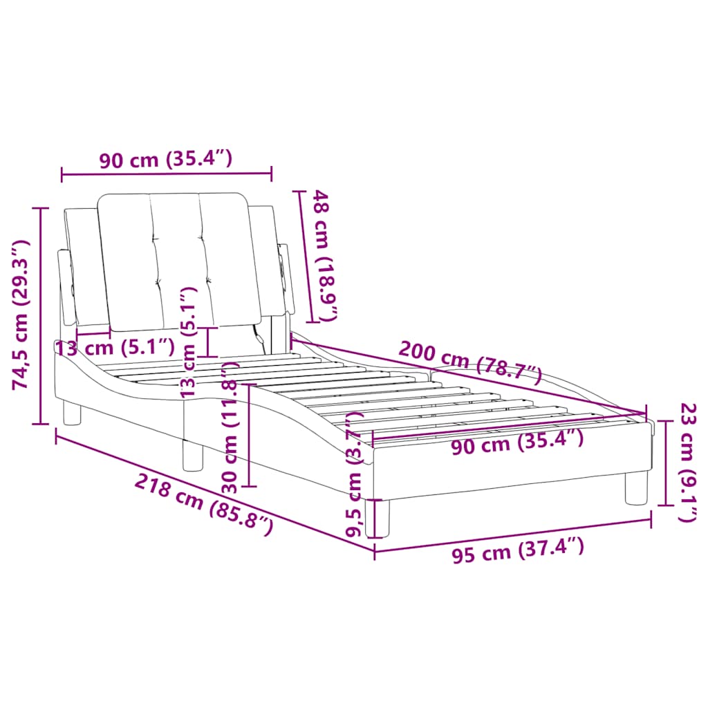 Bettgestell ohne Matratze "Zadar" Weiß und Schwarz 90x200 cm