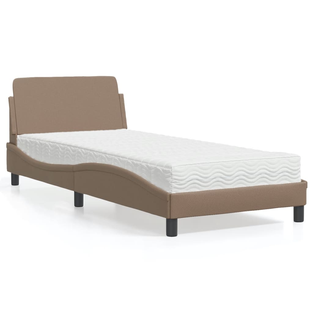 Lit avec matelas "Dover" cappuccino-marron 80x200 cm simili cuir
