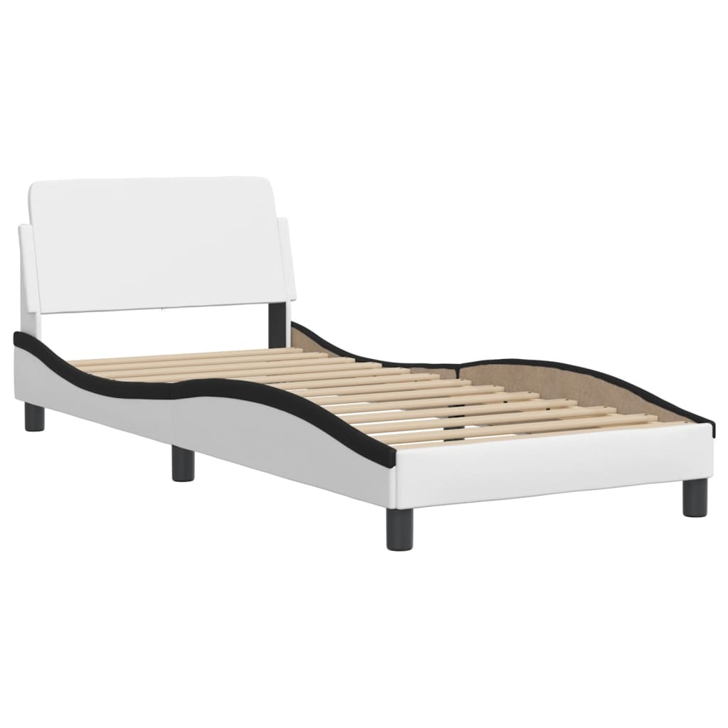 Bett mit Matratze "Dover" Weiß und Schwarz 80x200 cm Kunstleder