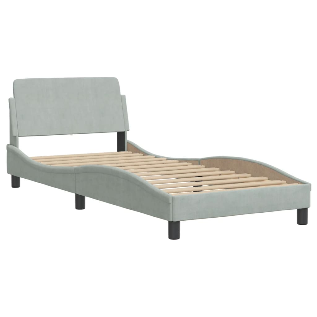 Bett mit Matratze "Dover" Hellgrau 90x190 cm Samt