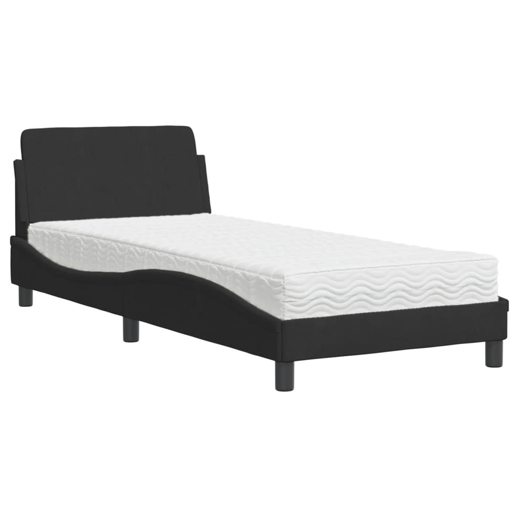 Bett mit Matratze "Dover" Schwarz 90x190 cm Samt