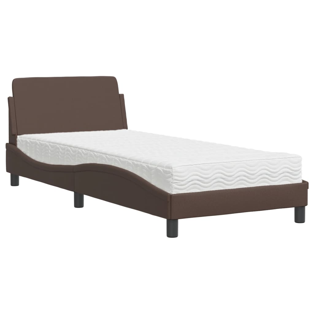Bett mit Matratze "Dover" Braun 90x190 cm Kunstleder