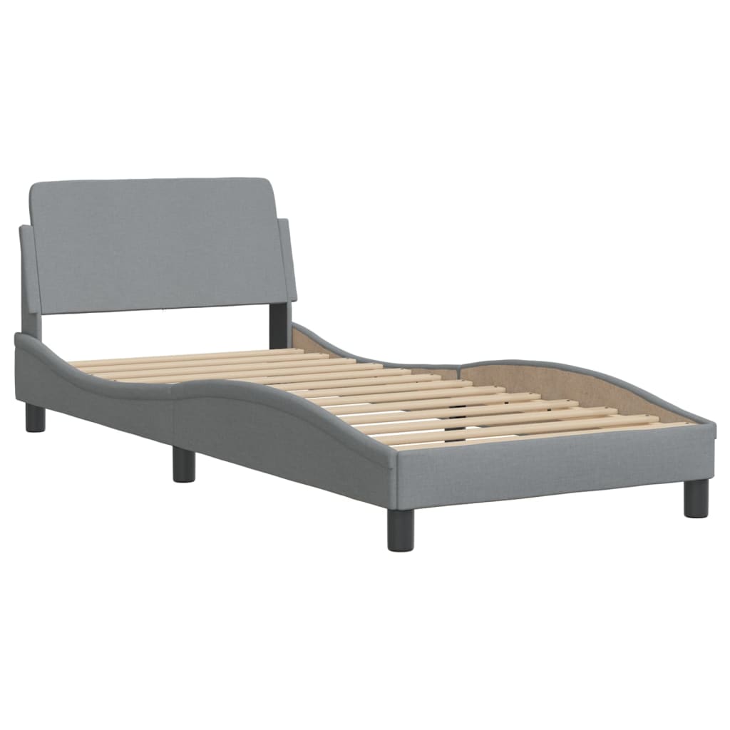 Bett mit Matratze "Dover" Hellgrau 90x200 cm Stoff