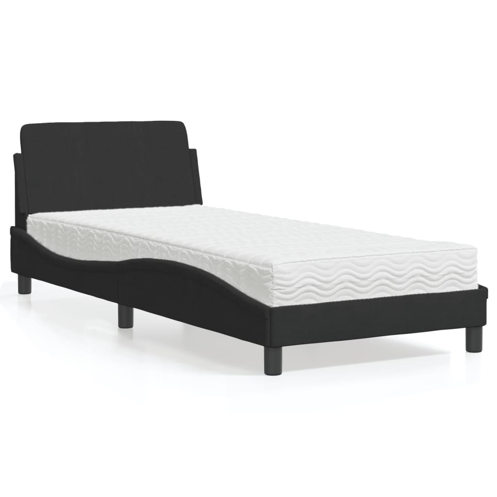Bett mit Matratze "Dover" Schwarz 90x200 cm Samt