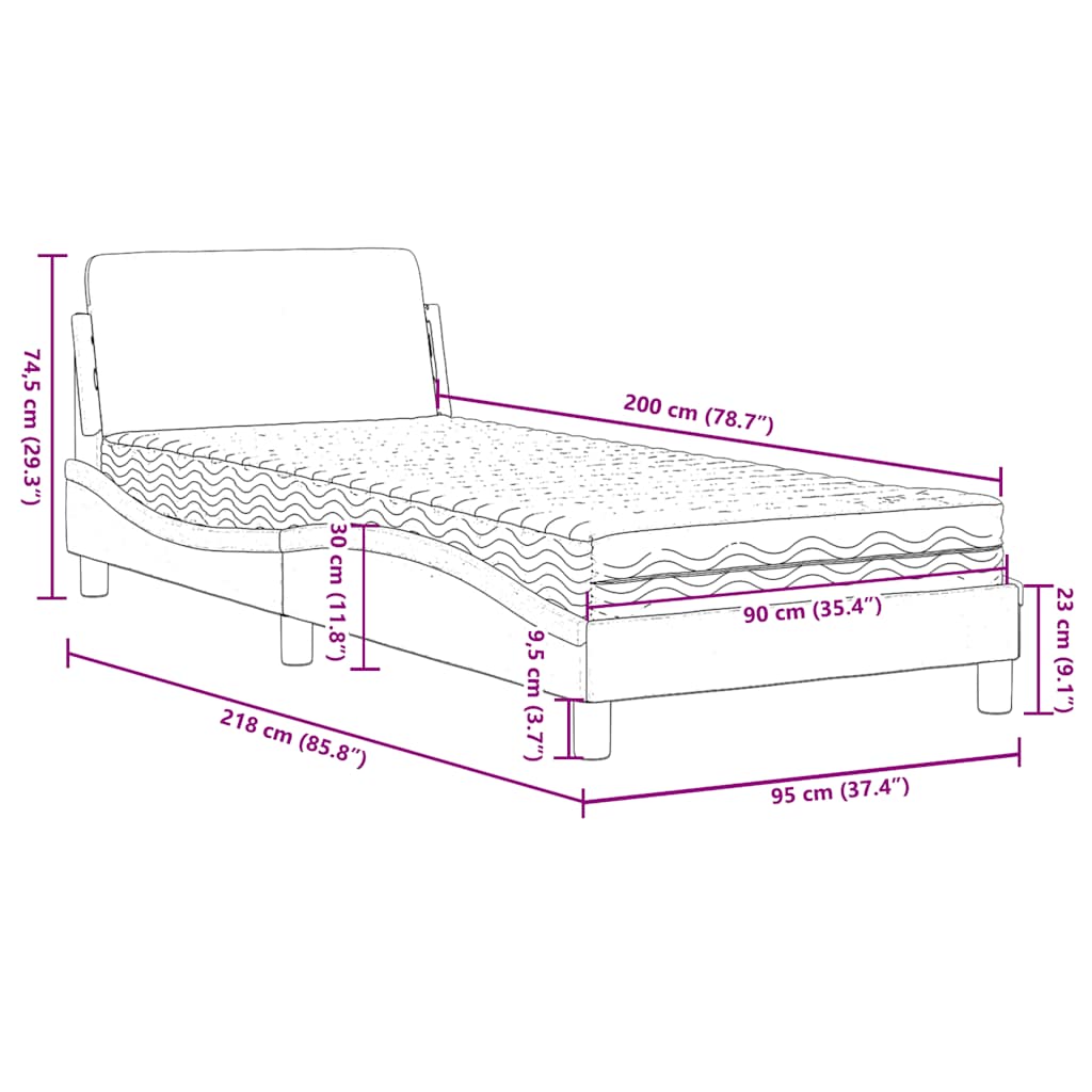 Bett mit Matratze "Dover" Dunkelgrün 90x200 cm Samt