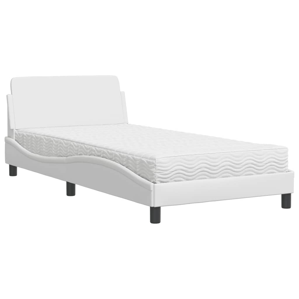 Bed with mattress white 100x200 cm artificial leather