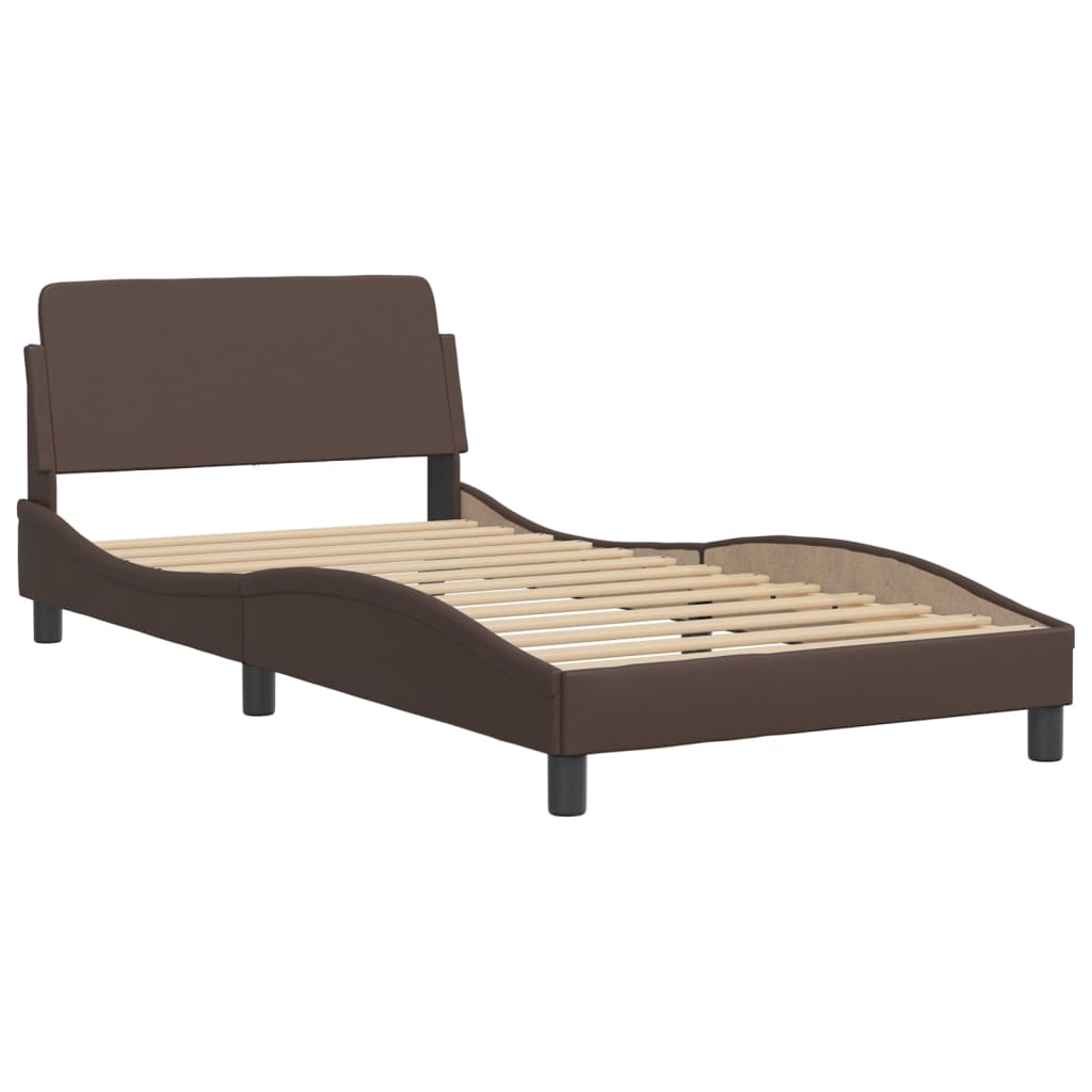 Lit avec matelas "Dover" marron 100x200 cm en similicuir
