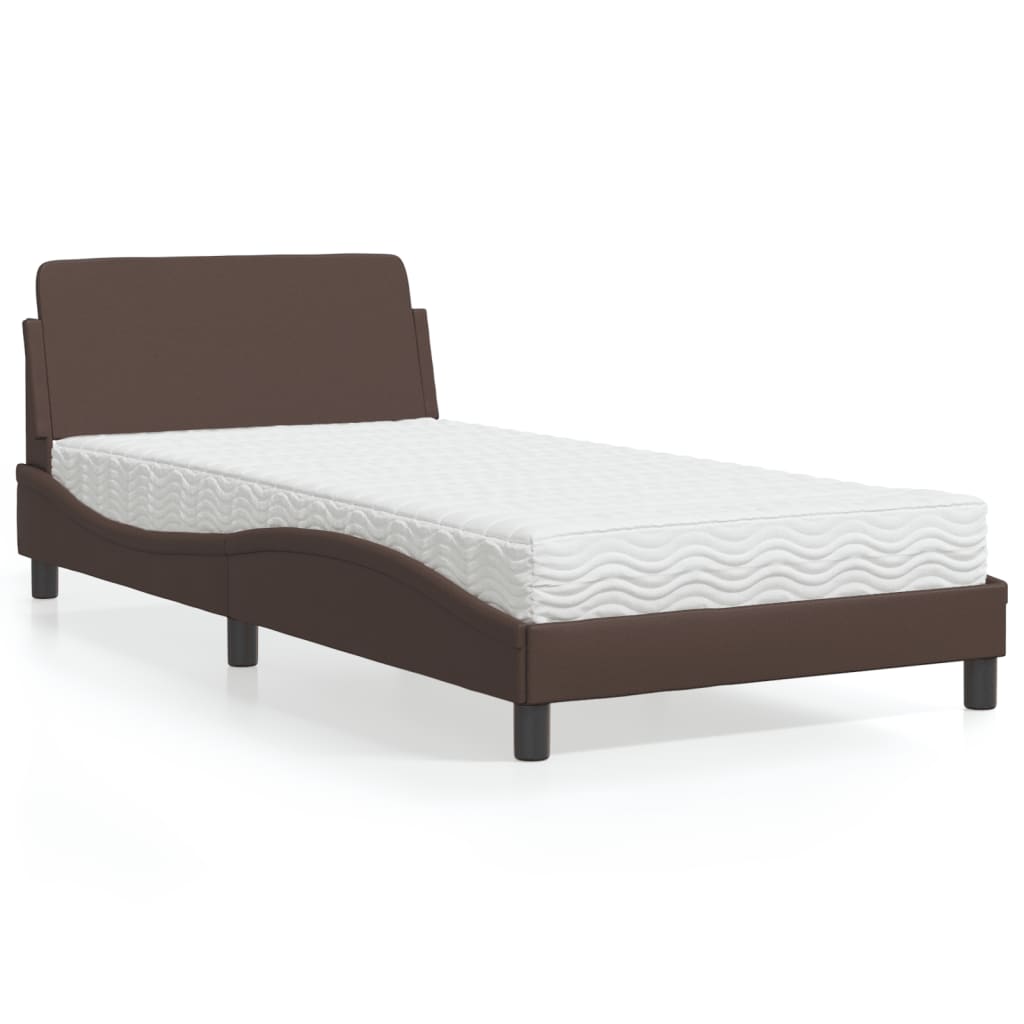 Lit avec matelas "Dover" marron 100x200 cm en similicuir
