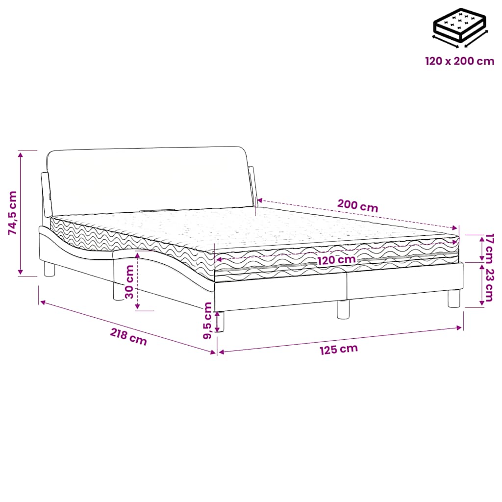 Bett mit Matratze "Dover" Dunkelbraun 120x200 cm Stoff
