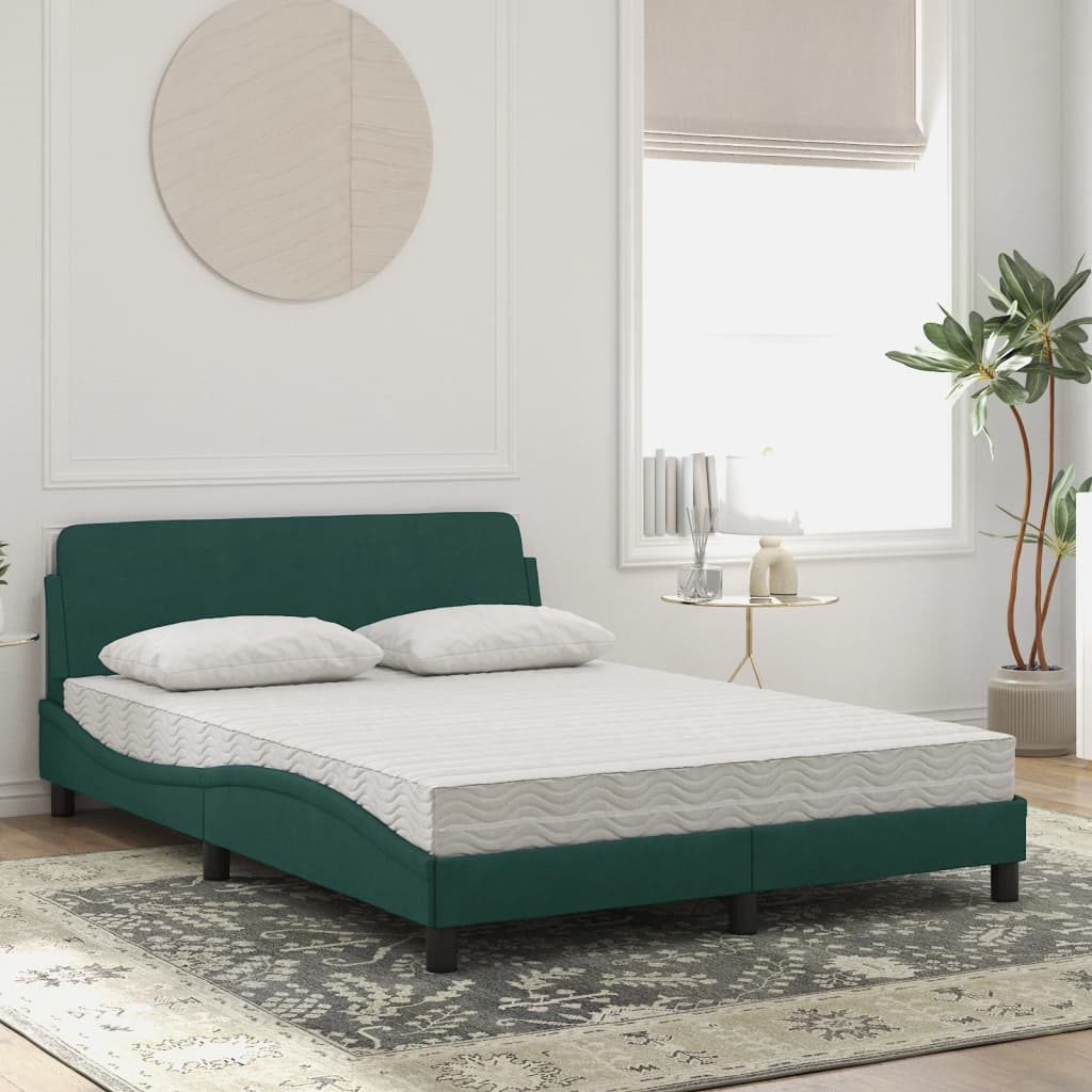 Bett mit Matratze "Dover" Dunkelgrün 120x200 cm Samt