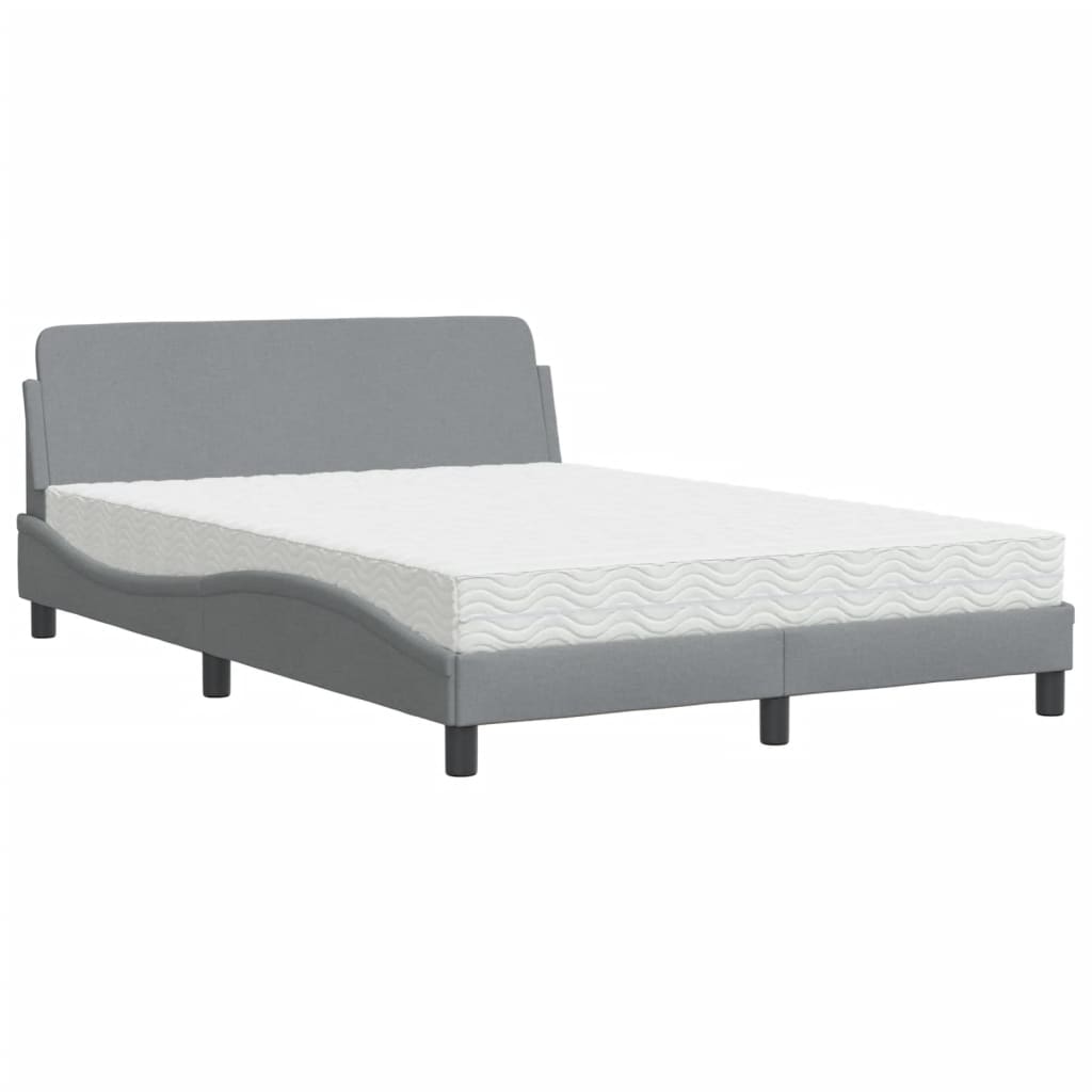 Bett mit Matratze "Dover" Hellgrau 140x190 cm Stoff