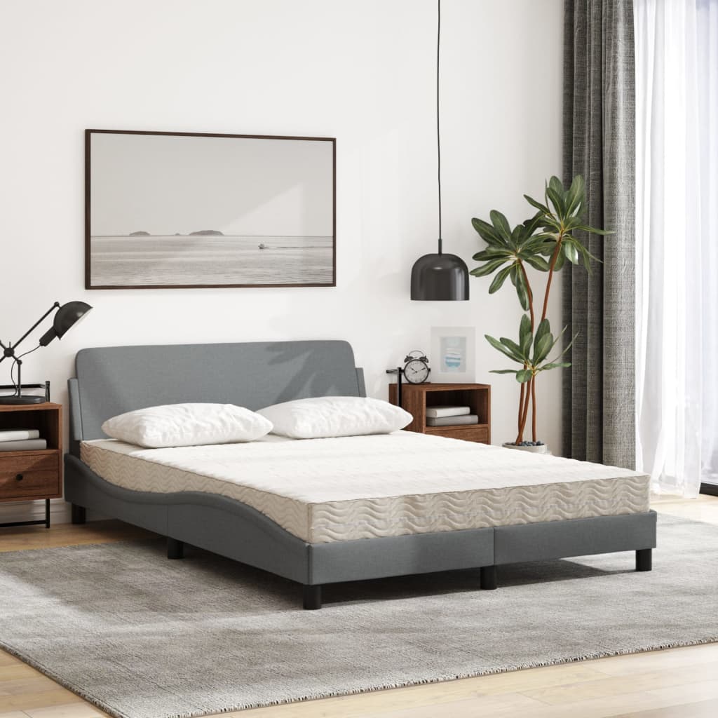 Bett mit Matratze "Dover" Hellgrau 140x190 cm Stoff