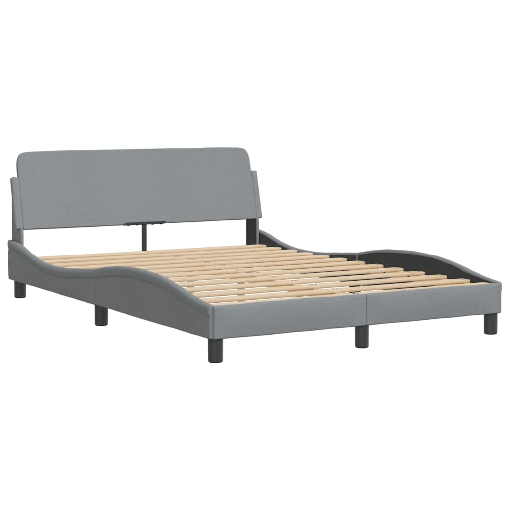 Bett mit Matratze "Dover" Hellgrau 140x190 cm Stoff