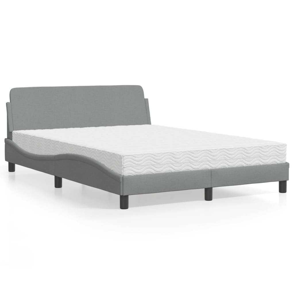 Bett mit Matratze "Dover" Hellgrau 140x190 cm Stoff