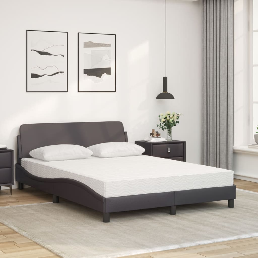 Bett mit Matratze "Dover" Grau 140x190 cm Kunstleder