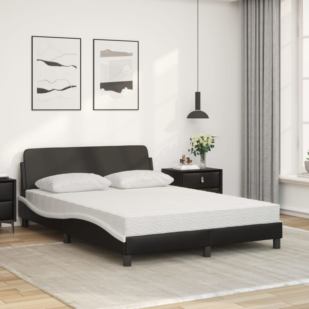 Bett mit Matratze "Dover" Schwarz und Weiß 140x190 cm Kunstleder